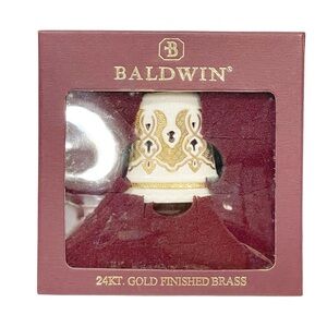 Baldwin White 24Kt Gold Finished Brass Bell‎ NEW Holiday Gift
